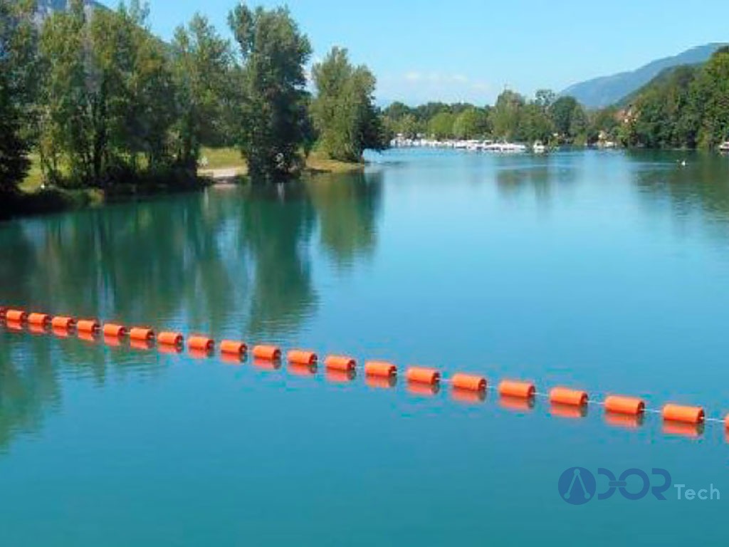 floating boom barriers to control floating debris 
